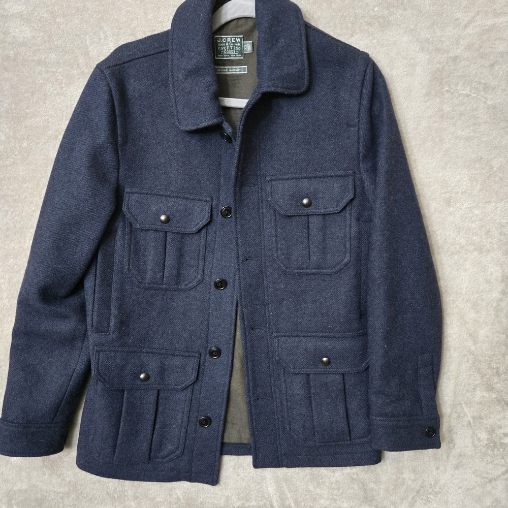 J.Crew Irvine Jacket Wool  Mens XS Blue Mackinaw Military Preppy Old‎ Money